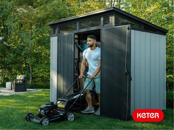7x7 Keter Artisan Outdoor Shed for Standing-Height Storage