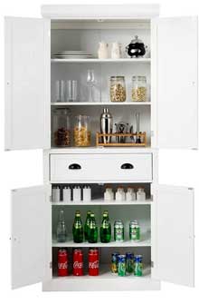 Open Pantry Cabinet with 4 Shelves and Drawer