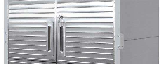 Stainless Steel Garage Cabinet Doors with UltraGuard Finish that Resists Finger Prints