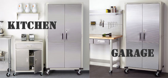 Stainless Steel Rolling Cabinet in Kitchen or Garage
