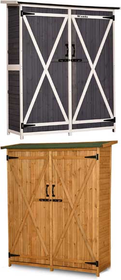 X-Frame Wood Shed with Heavy Duty Metal Hinges - Good for Garage Storage